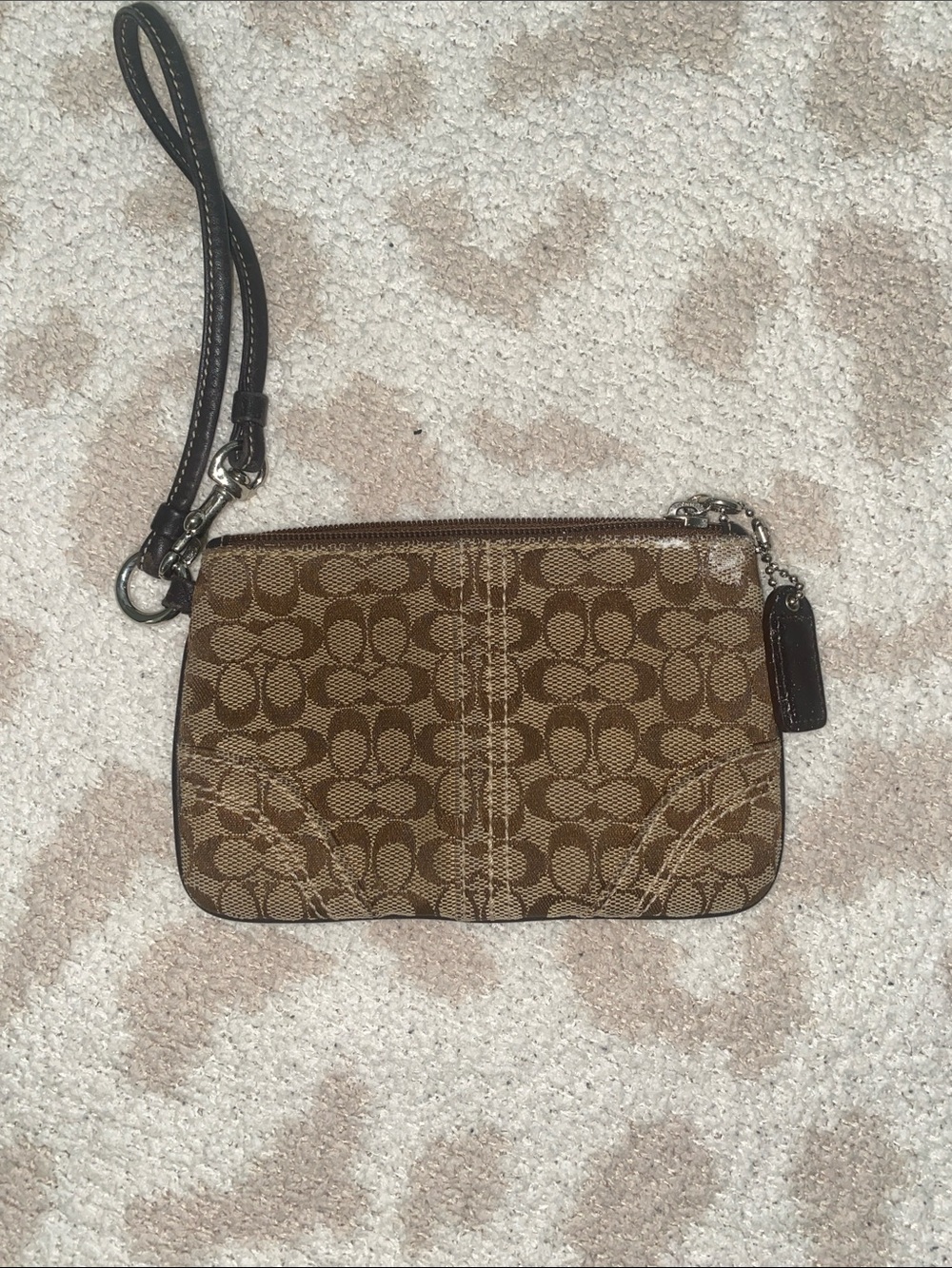 2000’s Coach Brown Signature Canvas Wristlet with Leather Strap